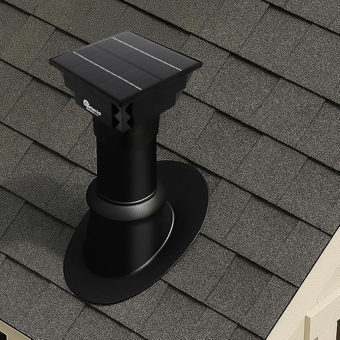 Solar Ventilation Fan - Universal Fit for 3” and 4” Pipes - Portable Exhaust Fan For Porta Potty, Sheds, Dog Houses, Green Houses - Compact size 6”x6”x4.5”