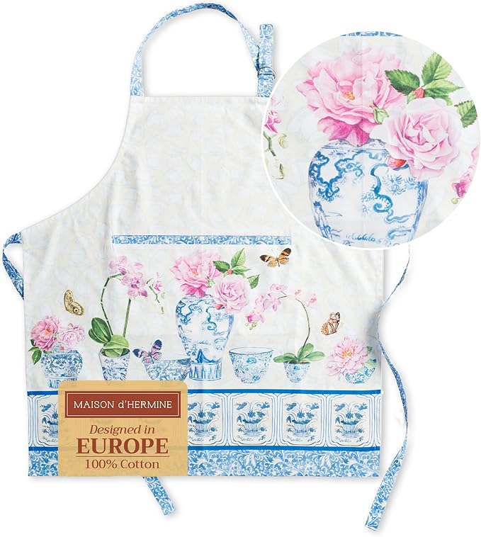 Maison d' Hermine 100% Cotton Apron for women with Pocket Kitchen Chef Apron for Men Cooking Easter Decorations