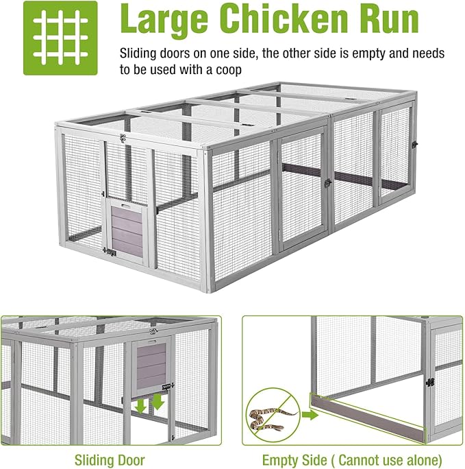 GUTINNEEN Chicken Coop Extension Chicken Run 20.73 ft², Large Expandable Hen House Run with 5 Doors, Universal Fit for Most Coops, Not for Standalone Use,79" L