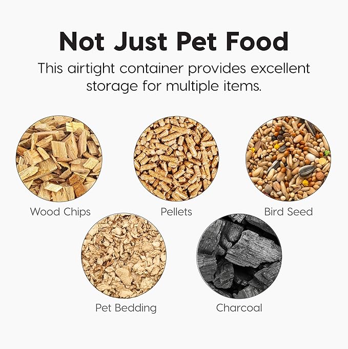 IRIS USA Airtight Dog Food Storage Container, WeatherPro, Up to 22 lbs, Removable Wheels, for Dog Cat Bird and Other Pet Food Storage Bin, Keep Fresh, Made in USA, Smoke