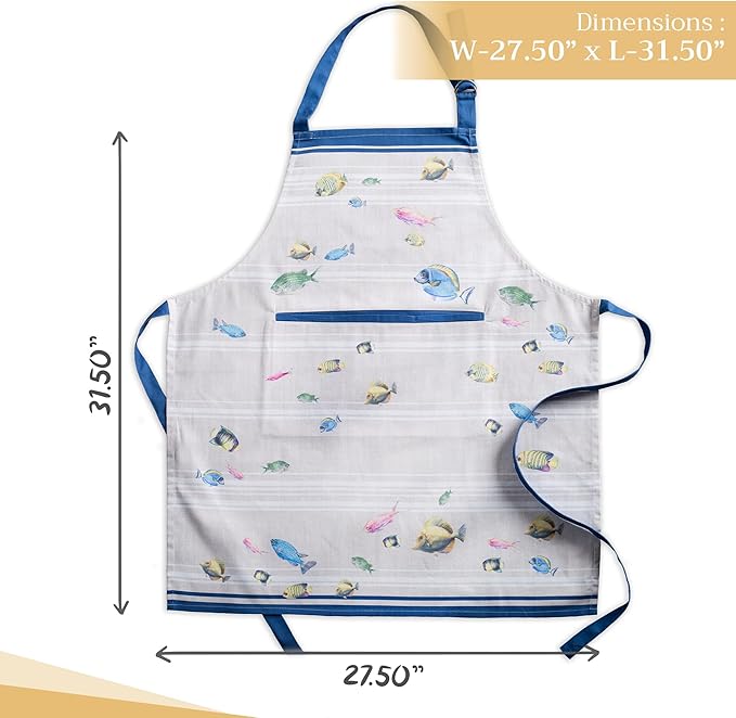 Maison d' Hermine 100% Cotton Apron for women with Pocket Kitchen Chef Apron for Men Cooking Easter Decorations