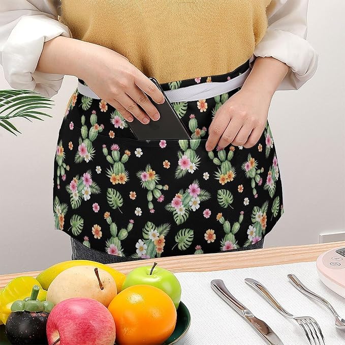 Short 3 Pockets Waist Waiter Waitress Half Apron Waterproof Chef Aprons