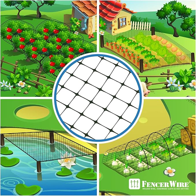 Fencer Wire 7 ft. x 100 ft. Garden & Plant Protective Netting with 3/4" Mesh, Reusable & Doesn't Tangle, Protection Against Bird, Deer and Other Animals, Multiple Choices Available (c. Heavy Duty)