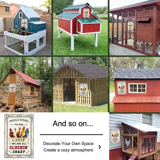 Welcome to Our chicken Coop Funny Chicken Sign for Vintage Farmhouse Decor-Chicken Coop Signs for Chicken Lover Gifts and Farm Kitchen Outdoor Garden Yard Decor,8x12inch
