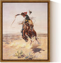 InSimSea Framed Canvas Wall Art Western Cowboy Decor Rustic Vintage Cowboy Oil Paintings Horse Riders of Mid-Century Art Prints Ranch Lunar Landscape Wall Pictures Antique Wall Decor Aesthetic Posters