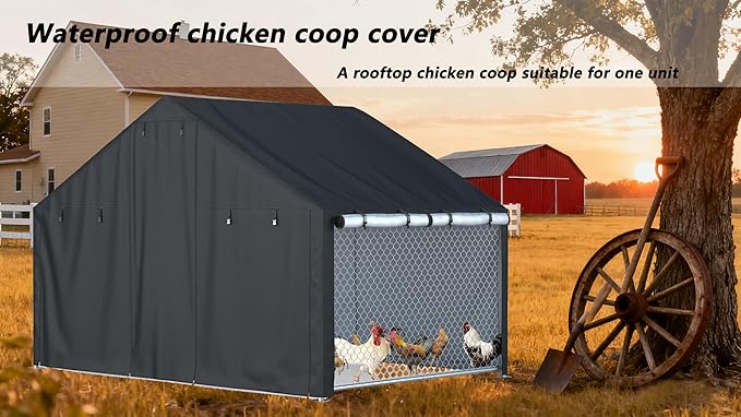 Chicken coop Cover, Waterproof in Winter. Suitable for Rooftop Chicken coops, Full Coverage. Black (No Chicken coop