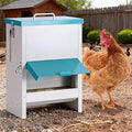 10L Automatic Chicken Feeder Metal No Waste Poultry Feeder Gravity Fed Self Feeding Large Chicken Food Dispenser with Lockable Lid and Rain Cover