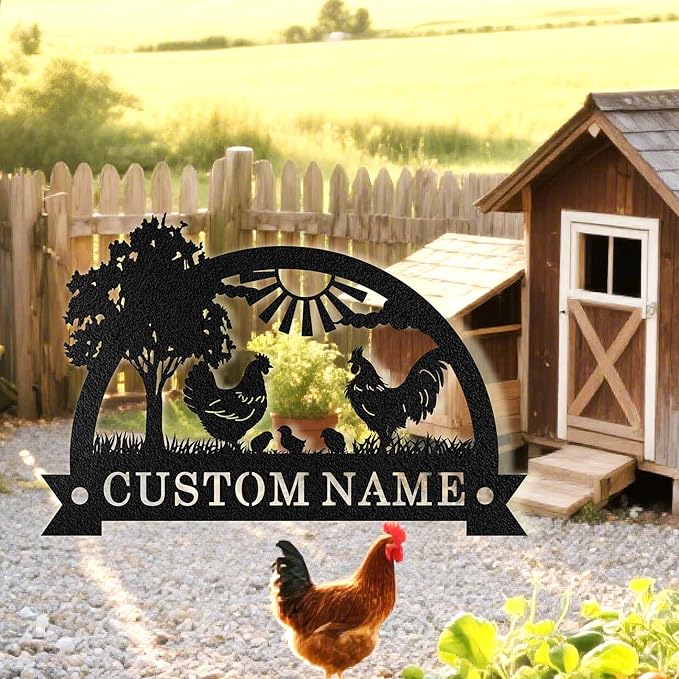 Custom Chicken Coop Signs, Personalized Chicken Coop Signs, Custom Metal Farm Sign for Outdoor, Chick Hen House Sign Funny Farmhouse Outside Wall Decor Gift