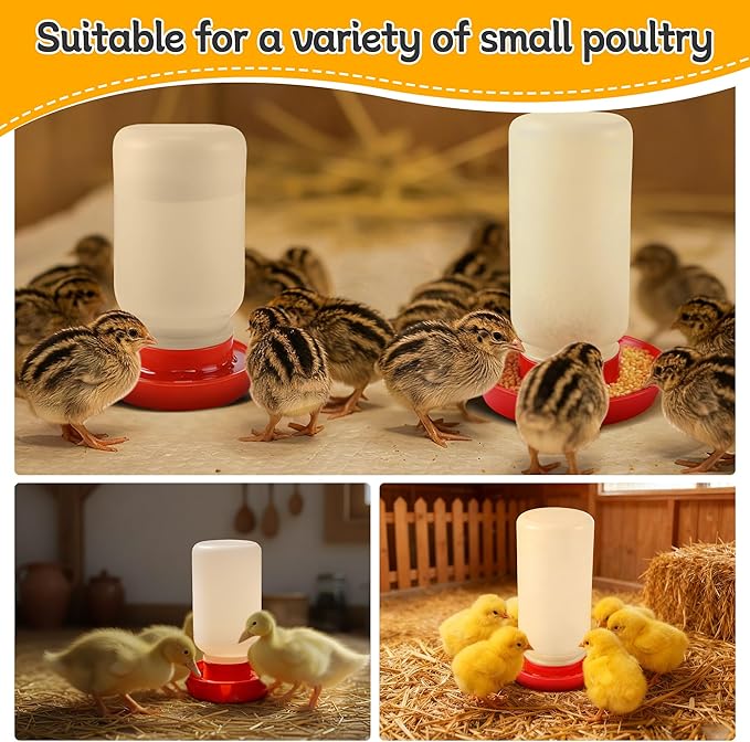 Enhon 2 Sizes Quail Waterer Base, Quail & Chick No Drown Water Base, Safety Waterer and Feeder, Compatible With 2.5inch Outer Diameter and Threaded Neck Bottle for Brooding Chicks（Bottle not included）