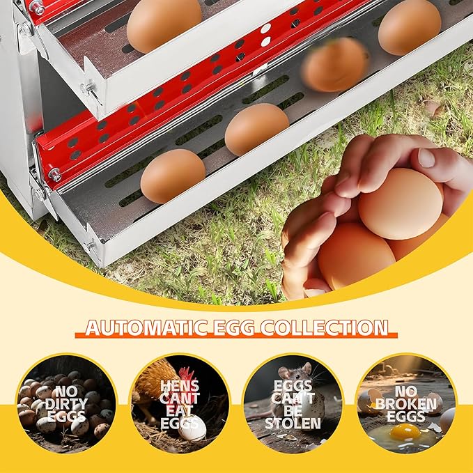 Chicken Nesting Boxes,6 Compartments Metal Chicken Laying Box with Roll Out Egg Collection with Large Vented Holes for Chickens, Hens, Ducks, Large Egg Laying Boxes (6 Compartments)