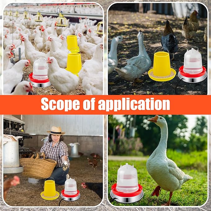 6 Pcs All-in-One Chick Brooder Kit with 48W Chicken Water Heated for Winter Chick Feeder and Waterer Set Poultry Waterer Heated Base Chicken Duck Goose