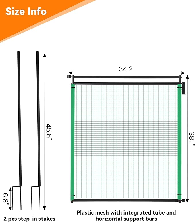 Temporary Fence Gate,3' Height,Garden Fence Mesh Door, Free Open and Close Boundary for Garden Backyard Outdoor Animal Protect, Non Electric Safe for Children and Dog