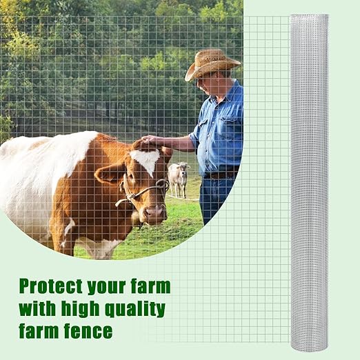 19 Gauge Hardware Cloth 72In x 100Ft – 1/2 Inch Galvanized Welded Wire Mesh | Chicken Wire Fence for Garden Farm Yard, Poultry Netting & Animal Plant Protection – Silver