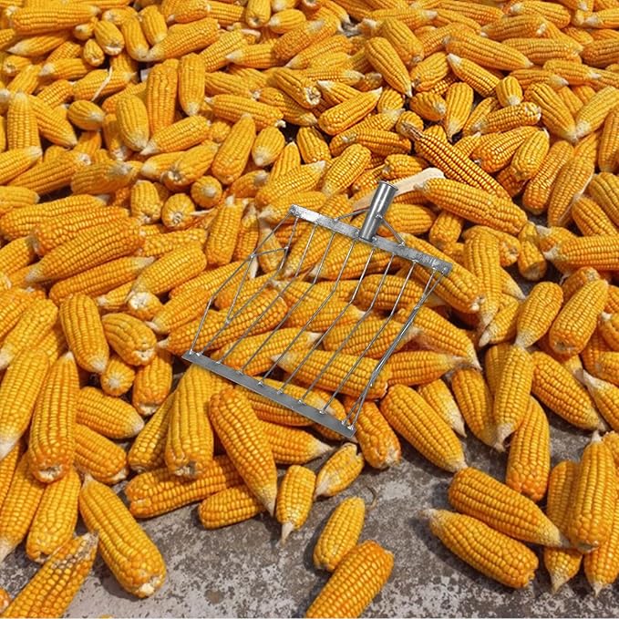 Yardwe Iron Corn Shovel Sieve Scoop for Maize Grain and Soil Sifting, Multi-Functional Farm and Garden Hand Tool Without Handle, Sturdy Iron Spade for Planting and Harvesting