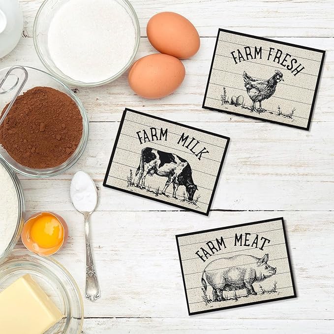 AnyDesign 3Pcs Farm Animal Wooden Hanging Sign Cow Rooster Pig Wood Sign Rustic Farmhouse Kitchen Wall Art Decor for Home Kitchen Wall Decor