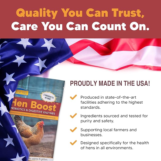 Equerry's Flock PRO Hen Boost - Digestive Supplement for Hens | Chicken Vitamins and Supplements | Probiotics, Digestive Enzymes, Electrolytes for Adult Poultry-8 OZ