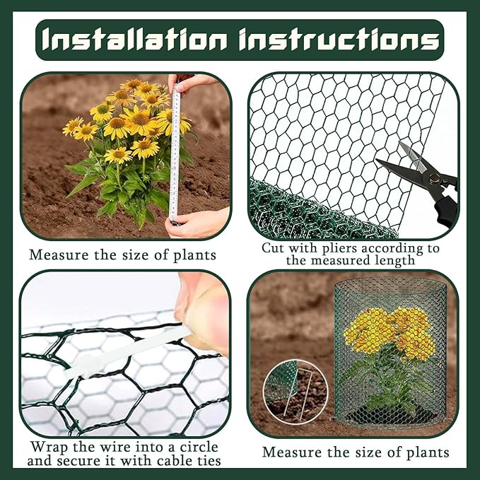32.8FT x16IN Plant Protectors from Animals,Free-Cut Metal Chicken Wire for Outdoor Plants to Keeping Rabbits Squirrels Chicken Animals Out