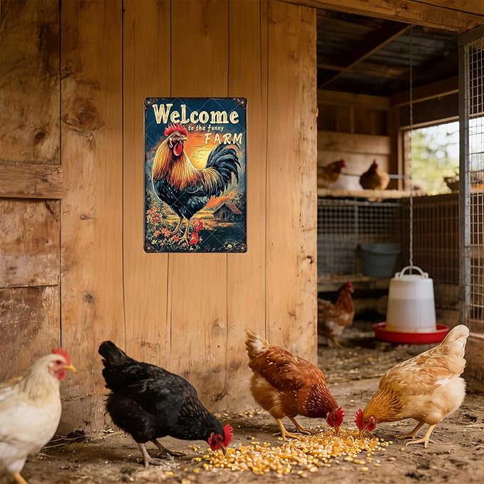 Metal Signs Welcome To My Funny Farm Sign Retro Aluminum Sign for Home Office Kitchen Bar Cafe Garden Wall Decor 12x8 Inch