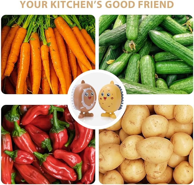 Vegetable Brush Scrubber, Potato Mushroom Scrubber Brush Cleaning Veggie Fruit Wash Cleaner for Food, 2 Pcs