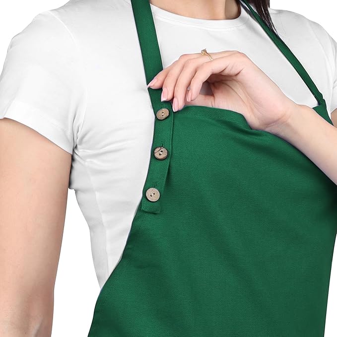 Kitchen Apron Cotton Waterdrop Resistant with adjustable Aprons for Women with Pockets 9 Color option Cooking