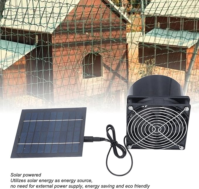 Solar Powered Exhaust Vent Fan, Professional Efficient Energy Saving Solar Powered Duct Fan for Outside Attic Dog House Shed Chicken Coop 5W, Solar Vent Fan