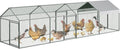 Metal Chicken Coop with Cover, Walk in Chicken Runs for Outdoor Backyard, Poultry Cage with Security Lock & Anti-UV Cover for Rabbit Duck Goose, Silver,160" L x 40'Wx 40" H