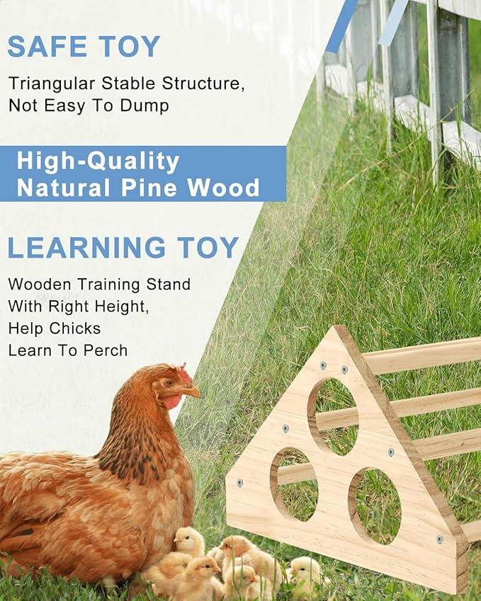 vensovo Chicken Perch Roosting- Woodern Chick Roosts and Perches Stand Training Perch for Baby Chicks, Hens, Chicken Coop, Brooder, 15.5" x 10.6" x 7"