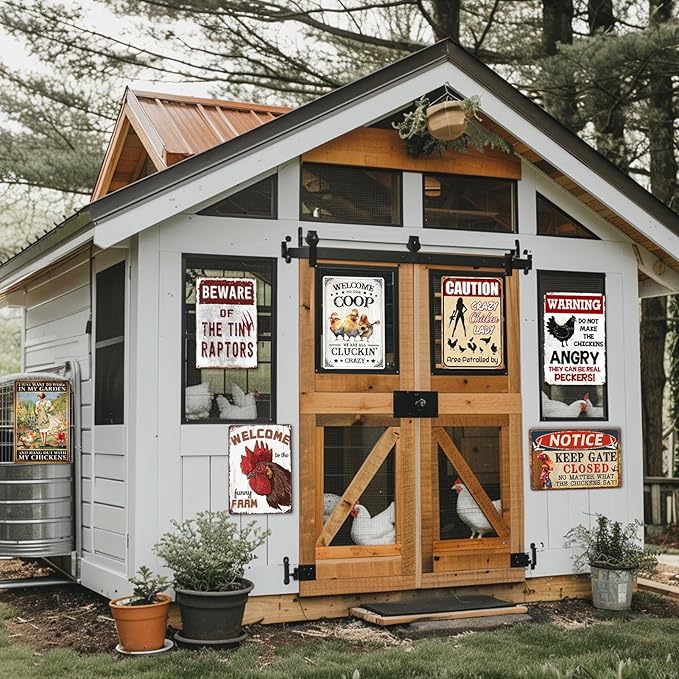 Chicken Coop Signs Warning Do Not Make The Chickens Angry Tin Sign Funny Outdoor Metal Sign 8x12 Inch
