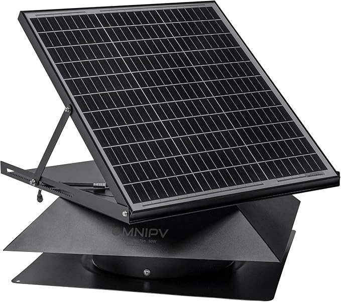 Smart Hybrid Solar Attic Exhaust Fan Pro–USA Engineered with German Tech, 2850 CFM 50W Solar Panel, 40-104℉ Thermostat, Cool & Dehumidify up to 4000 ft². Weatherproof Roof Vent for Home, Shed
