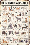JOCASA Dog Breed Alphabet Vintage Metal Poster Sign Decor-Retro Aluminum Metal Tin Sign for Home Wall Decor, Garden, Bedroom, Signs Gift,12''x 8''
