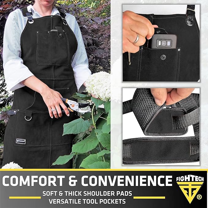 FIGHTECH Shop Apron - Heavy Duty Wood Working Apron for Men with Tool Pockets for Woodworkers Blacksmiths Carpenters M-XXL