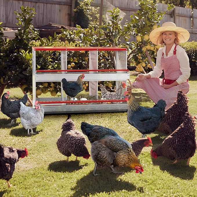 Chicken Nesting Boxes, 6 Hole Nesting Box for Chickens with Easy Egg Collection Roll Away Heavy Duty Chicken Coop Laying Box for Hens