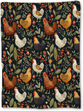 Rustic Chicken and Floral Blanket, Soft Lightweight Flannel Throw Blanket for Couch, Bed, Travel, Living Room & Home Decor, Cozy Warm Fuzzy Blankets for Adults Kids Women Girls 60×50 in