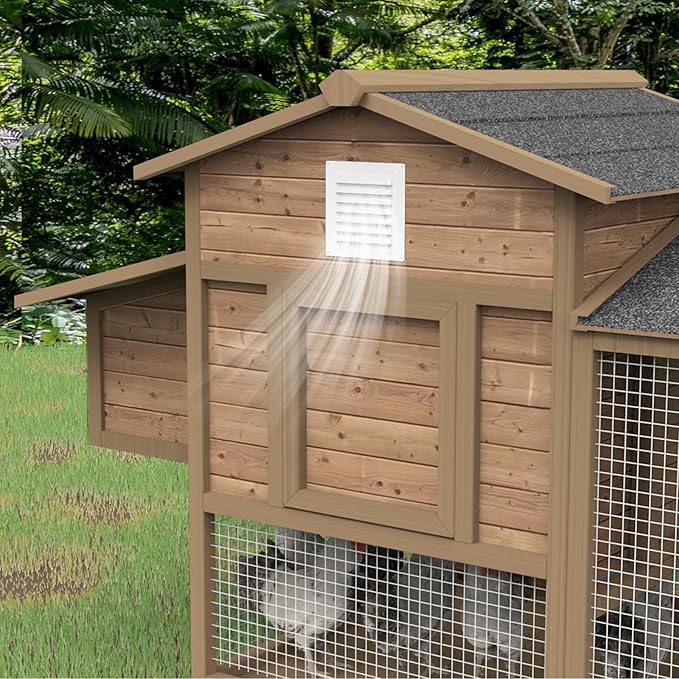Forestchill Air Vent Louver for Chicken Coop, 6" x 6" Air Vent Grille with Built in Screen Mesh, Louvered Exhaust Grille for Chicken Coops Ventilation, White