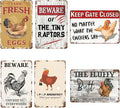 Chicken Signs for Coop - Metal Decor Bundle 6 Pieces Funny Garden Office Craft Room Living Room Wall Art Hanging for Backyard Man Cave 8x12inch