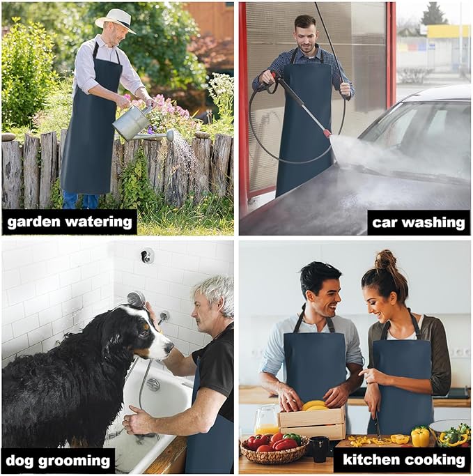 Homsolver Waterproof Rubber Vinyl Apron for Unisex Adult, Adjustable, Lightweight, Chemical Resistant Extra Long Work Apron