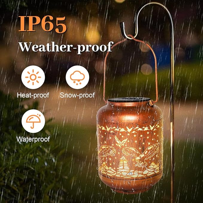 Eagle Solar Lanterns Outdoor Waterproof Eagle Birthday Gifts for Women Mom Grandma Hanging Metal Solar Lights Garden Ornament Outside for Yard, Patio Decor