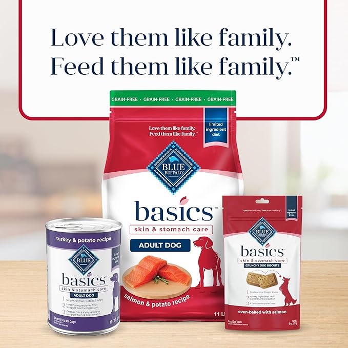 Blue Buffalo Basics Grain-Free Dry Dog Food for Adult Dogs, Limited Ingredient Diet, Salmon Recipe, 11-lb Bag