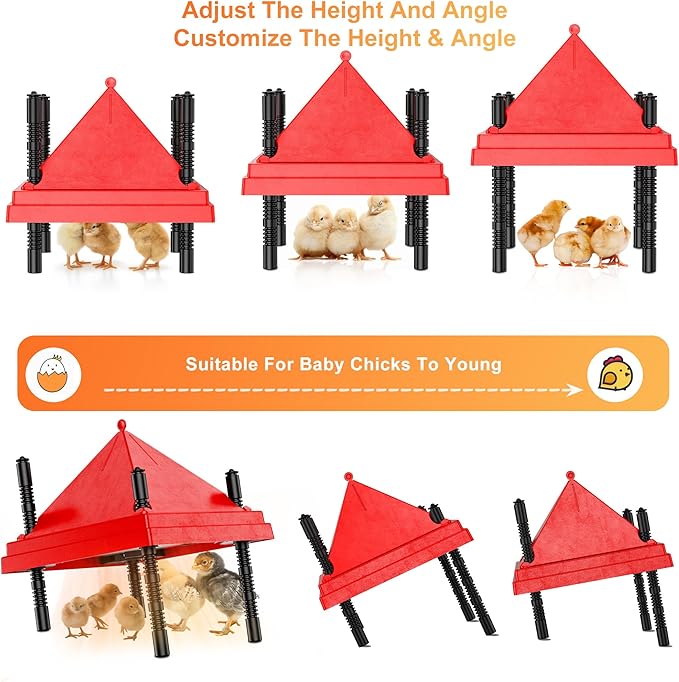 Brooder Plate for Chicks with Anti-Roost Cone, Chick Brooder Heater Red 10" x 10" with Digital Display Temperature Control