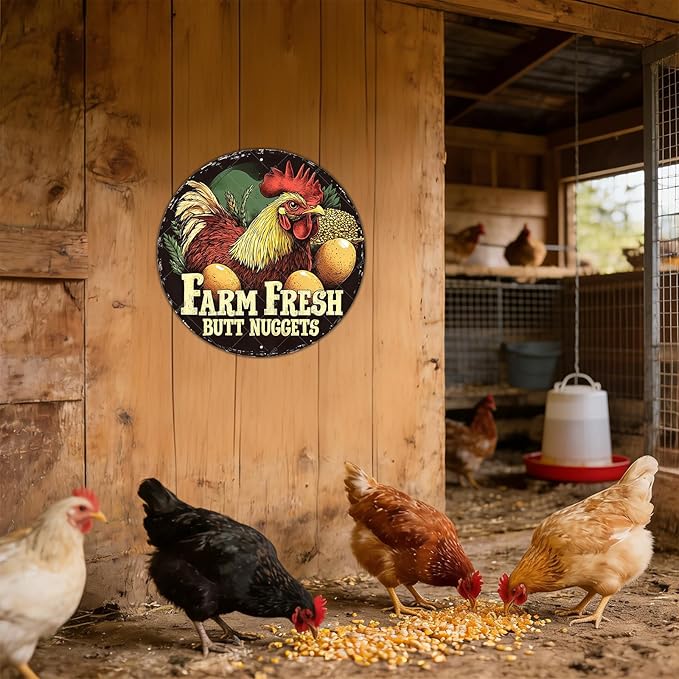 Vintage Chicken Coop Metal Tin Sign Rustic Farm Fresh Eggs Wall Art Antique Farmhouse Kitchen Decor Outdoor Garden Plaque Retro Ornament 8 Inch