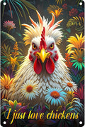 Chicken Retro Tin Sign Vintage Metal Poster Wall Art Chicken Decoration for Coops Farms Yard Home Bar Cafe Garage or Office - Thoughtful Chicken Gift Idea