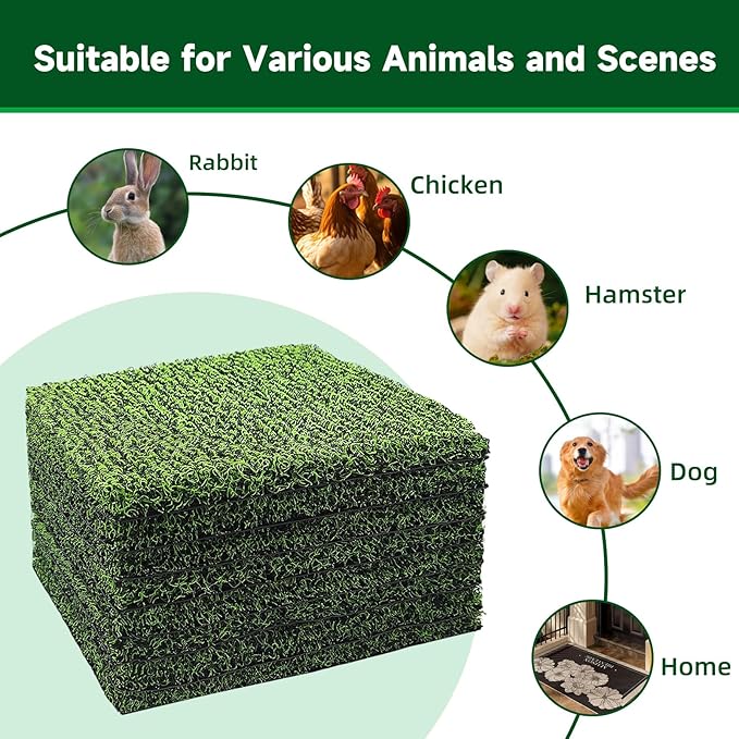 DRQ 8 Pcs Nesting Pads for Chicken Coop - Washable Chicken Nesting Pads, Reusable Chicken Coop Accessories for Hen Laying Mats 12"×12" (Green)