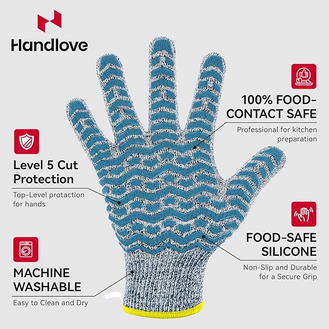 HandLove Cut Resistant Gloves, 100% Food Contact Safe, CE Level 5 Premium Protective Cutting Gloves
