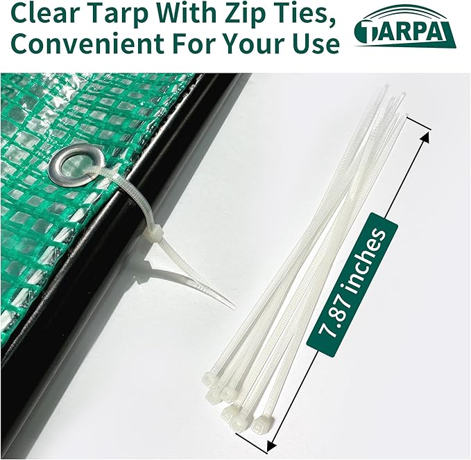 TARPAL 8'x10' Clear Green Tarp Heavy Duty Waterproof 12mil with Grommets or Zip Ties for Small Greenhouse for Outdoors Garden,Farm,Chicken Coops