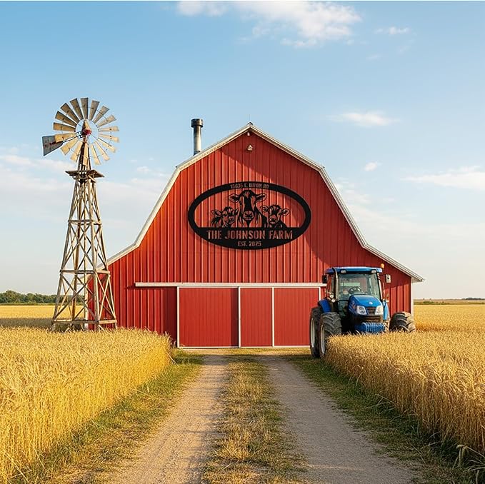 Personalized Farm Goat Metal Sign, Custom Goat Barn Sign, Customized Farm Metal Signs Outdoor, Custom Large Hanging Family Name Signs for Farms, Ranch, Barn, Farmhouse
