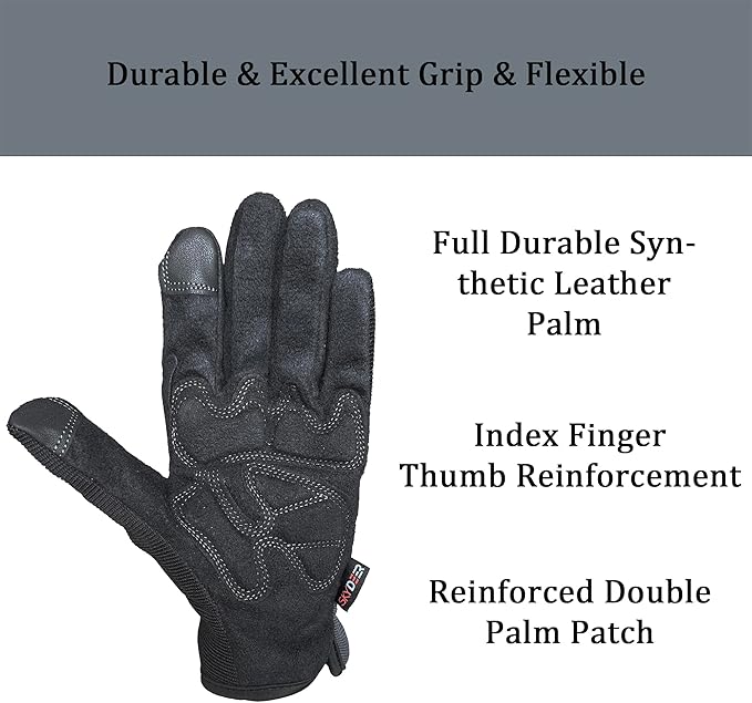 SKYDEER Touch Screen Leather Work Gloves for Women, Impact Protection, Vibration Reduction, Machine Washable Gardening Gloves (SD8821G/M)