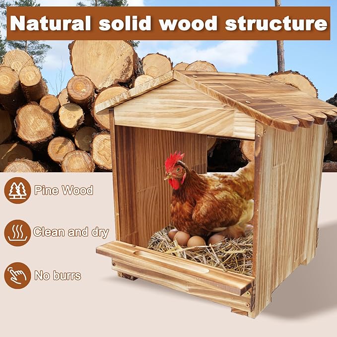 Nesting Boxes for Chickens, Nesting Boxe, Chickens Nesting Box, 3 Compartments - Wall Mount Wooden Egg Laying Nest Box for Chicken Coop,Large Size 11.42' L× 13' W × 14.96' H