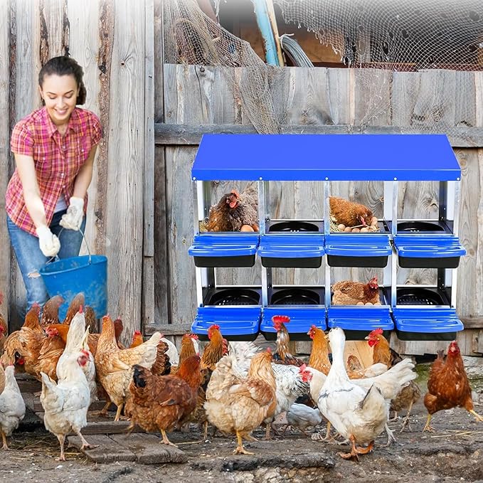 Chicken Nesting Box，8-Hole Nesting Boxes for Chicken Coop with Removable Plastic Egg Tray & Ventilation Holes, Wall Mount/Freestanding Poultry Laying Boxes for Hens, Ducks & Coops Easy Egg Collection