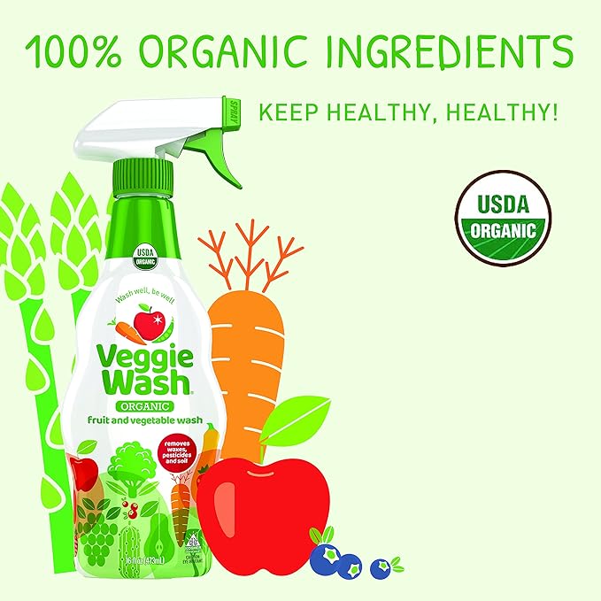 Veggie Wash Organic Fruit and Vegetable Wash Soaker, 32 Fluid Ounce (Pack of 4)