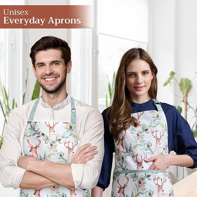 Maison d' Hermine 100% Cotton Apron for women with Pocket Kitchen Chef Apron for Men Cooking Easter Decorations